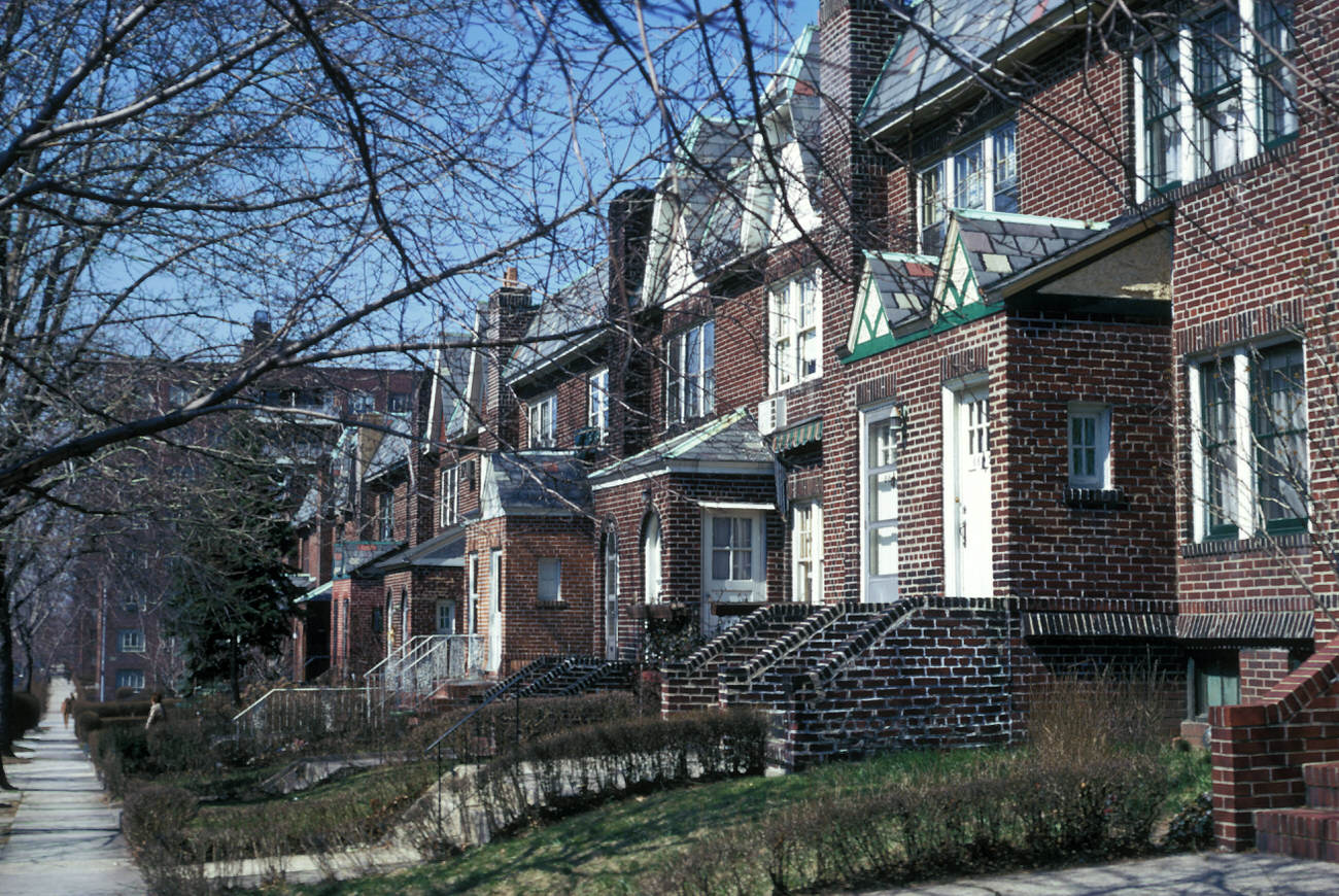 Row Houses On Saunders Street In Rego Park, 1972.