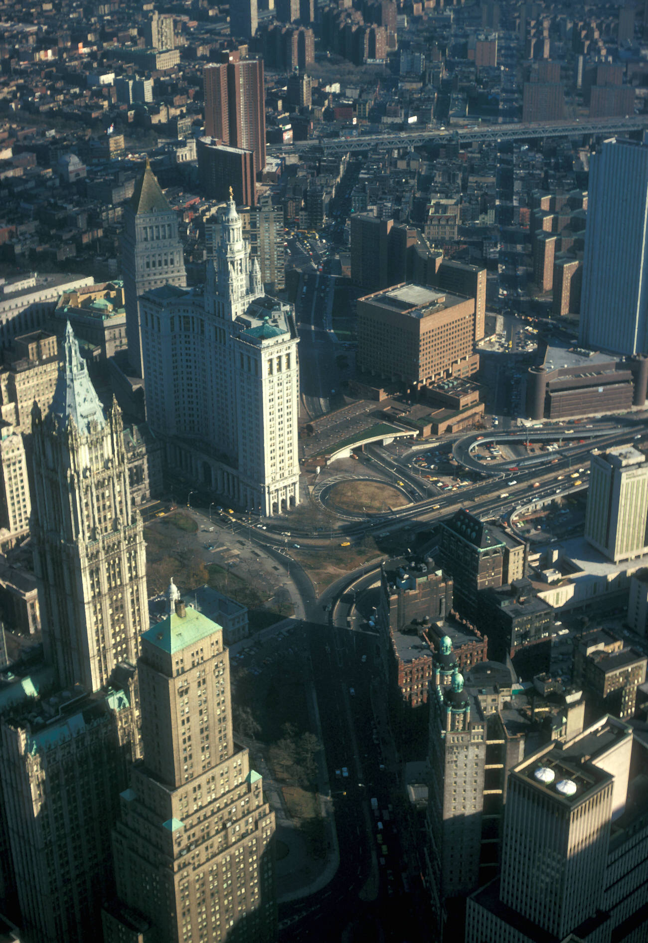 A View Of The Woolworth Building From The World Trade Center, 1975.