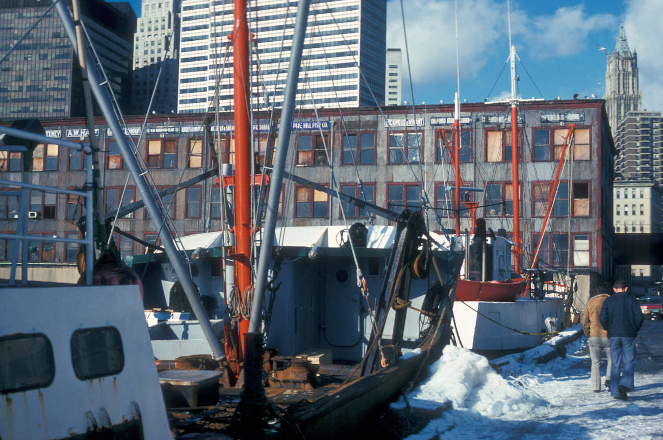 Trawlers At The Fulton Fish Market, 1975.