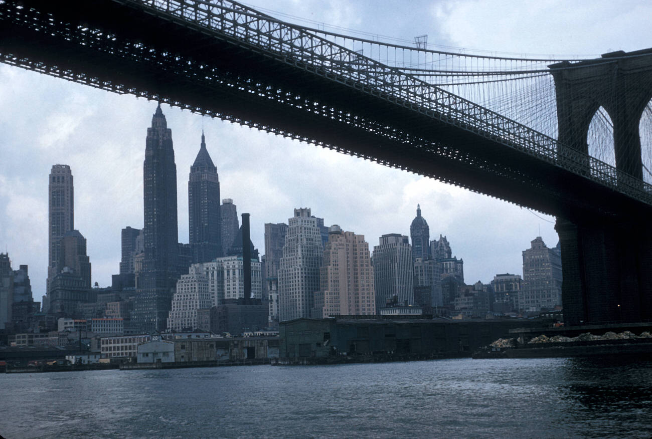 A View Of Lower Manhattan And The Brooklyn Bridge, 1956.