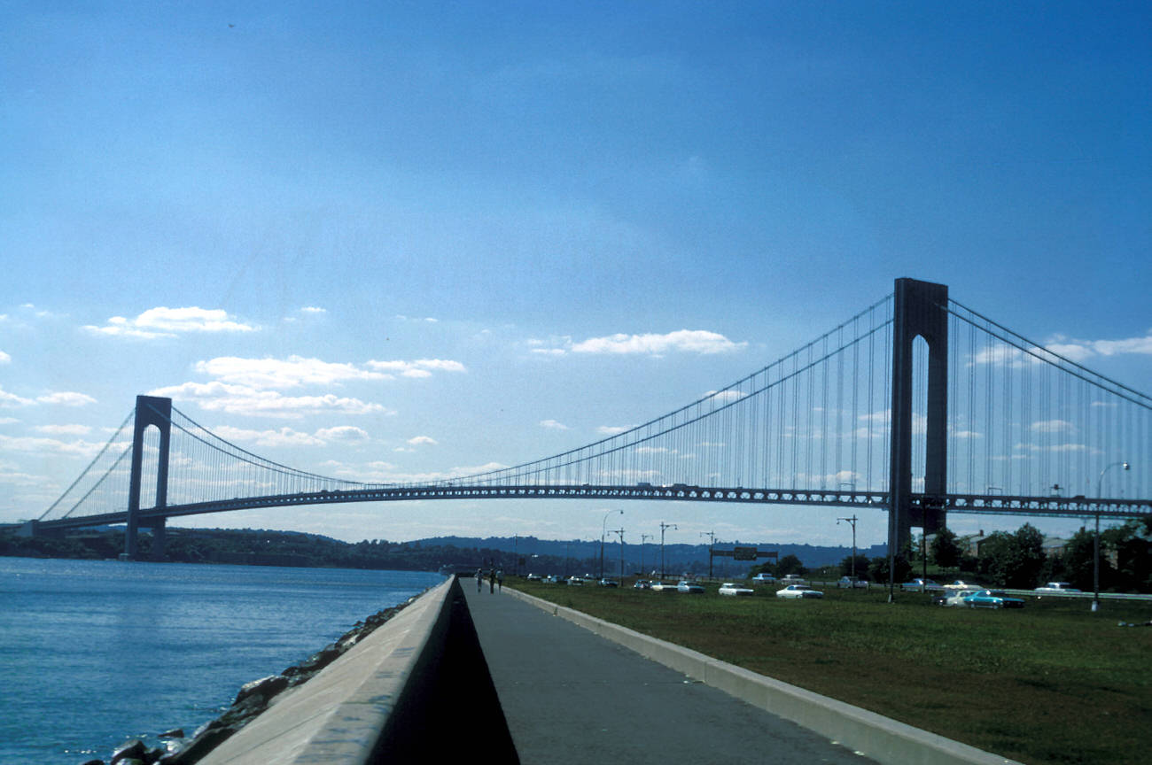 A View Of The Verrazano Narrows Bridge Connecting Brooklyn And Staten Island, 1968.