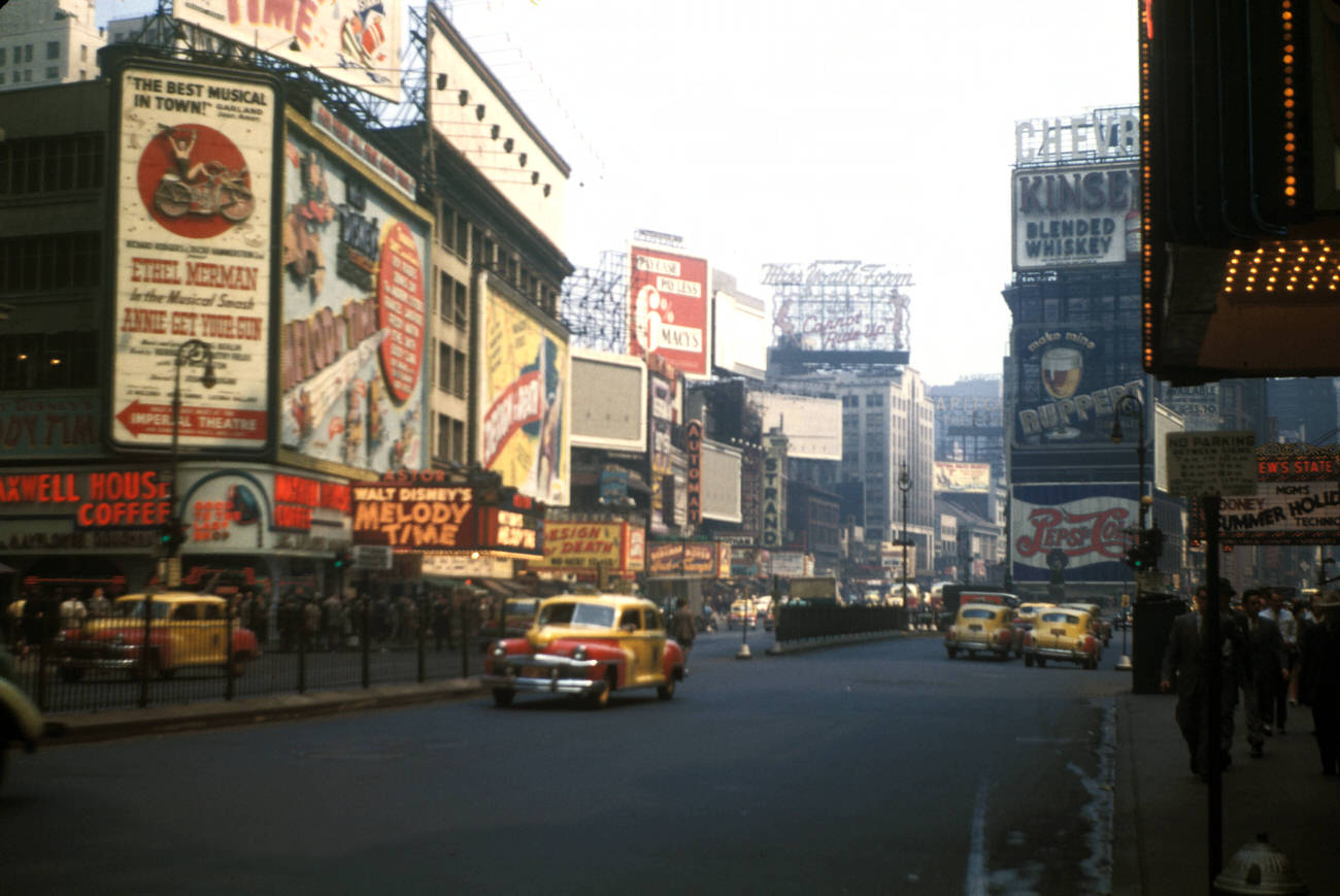 A View Of Advertisements In Times Square, 1948.