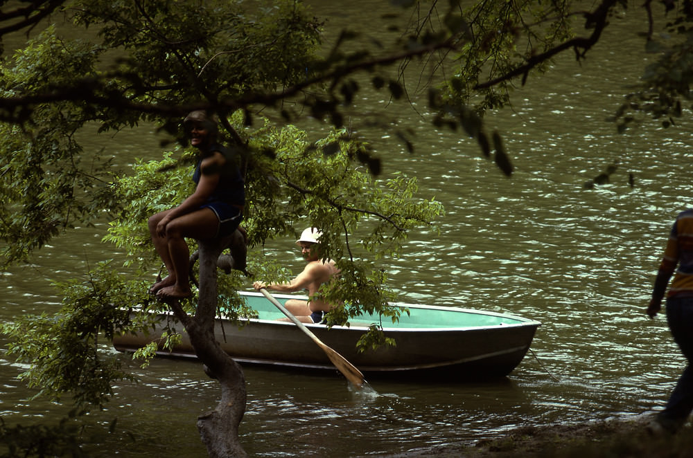 People having fun in Central Park, Manhattan, 1978.