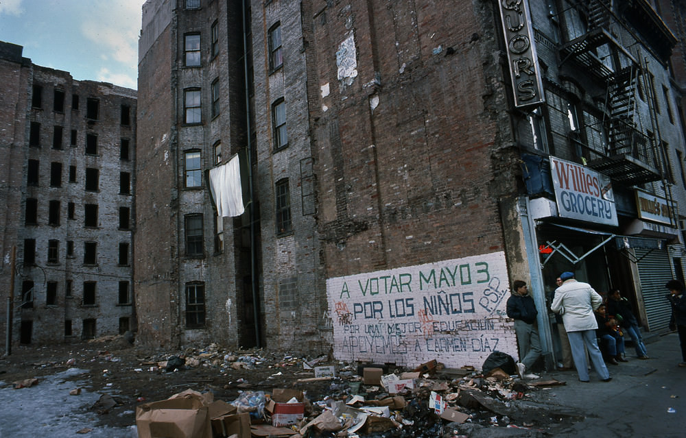 A ruined building in the Bronx, Manhattan, 1978.