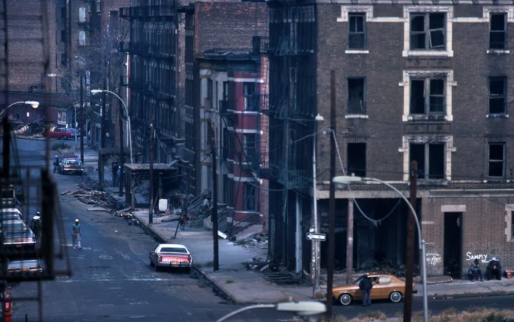A ruined building in the Bronx, Manhattan, 1978.