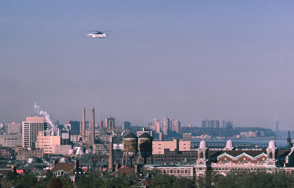 Manhattan skyline from Staten Island, Manhattan, 1978.