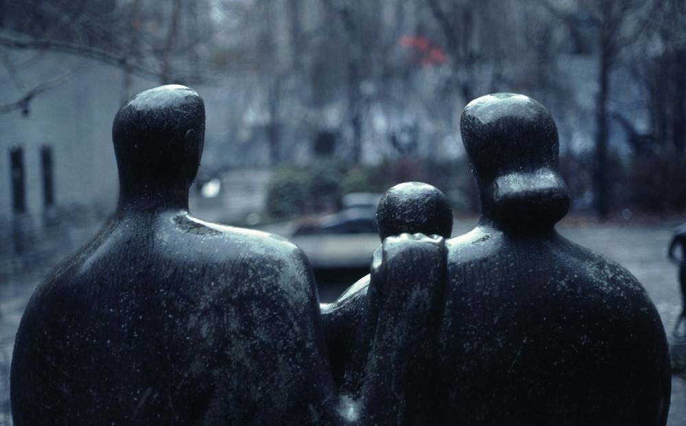 Moore's "Family Group," MOMA Sculpture Garden, Manhattan, 1977.