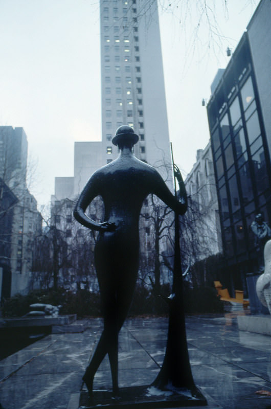 Elle Nadelman's sculpture "Man in Open Air," at MOMA's Sculpture Garden, MOMA, Manhattan, 1977.