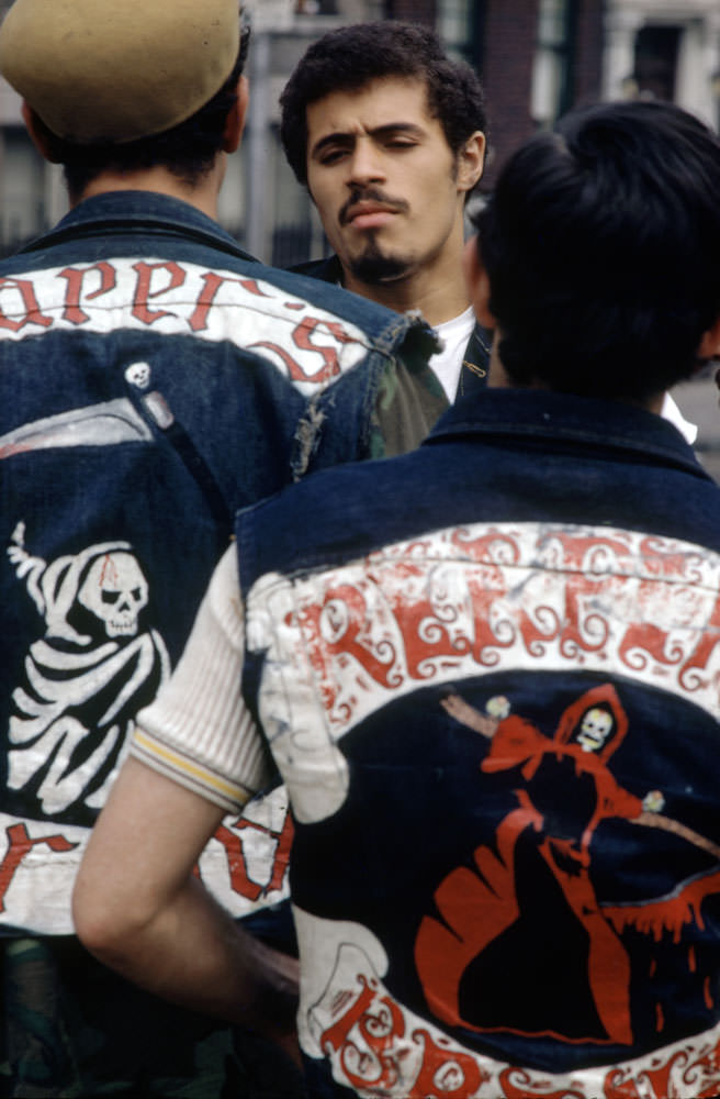 Reapers President Eddie Cuevas Meets With Gang Members, South Bronx, 1972.