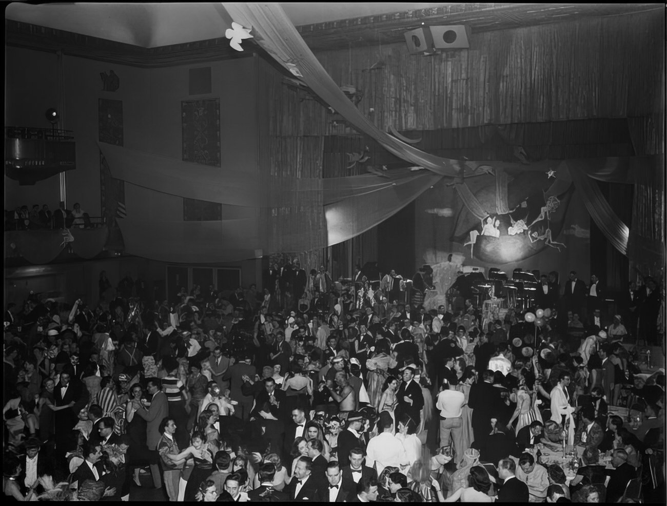 An elevated view of the dance floor and stage, 1951.