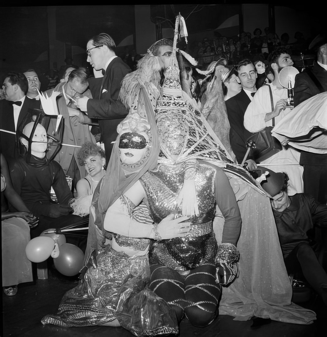 People in elaborate costumes, 1951.