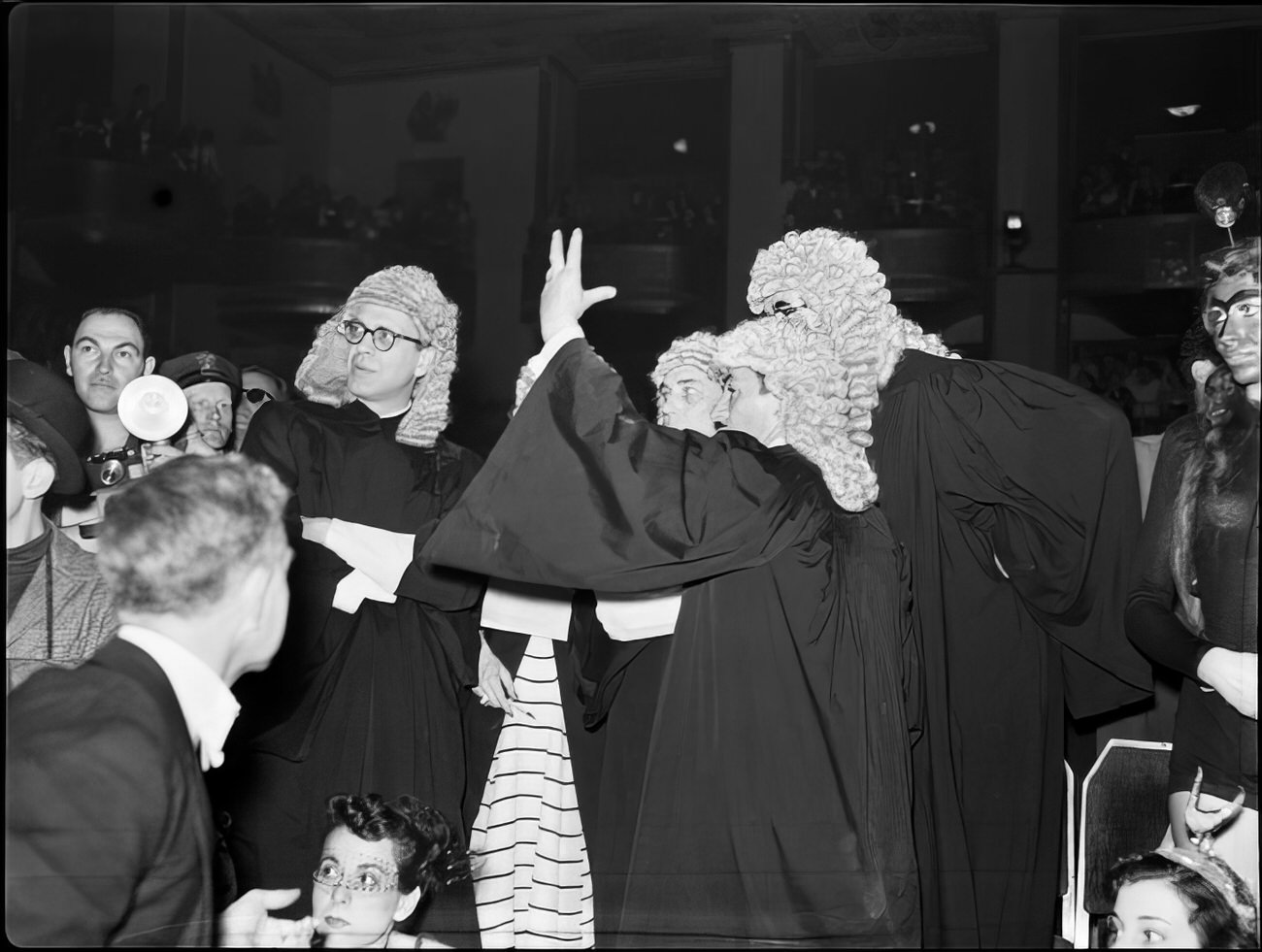 Men dressed as bears named Handy, Candy and Dandy, 1951.