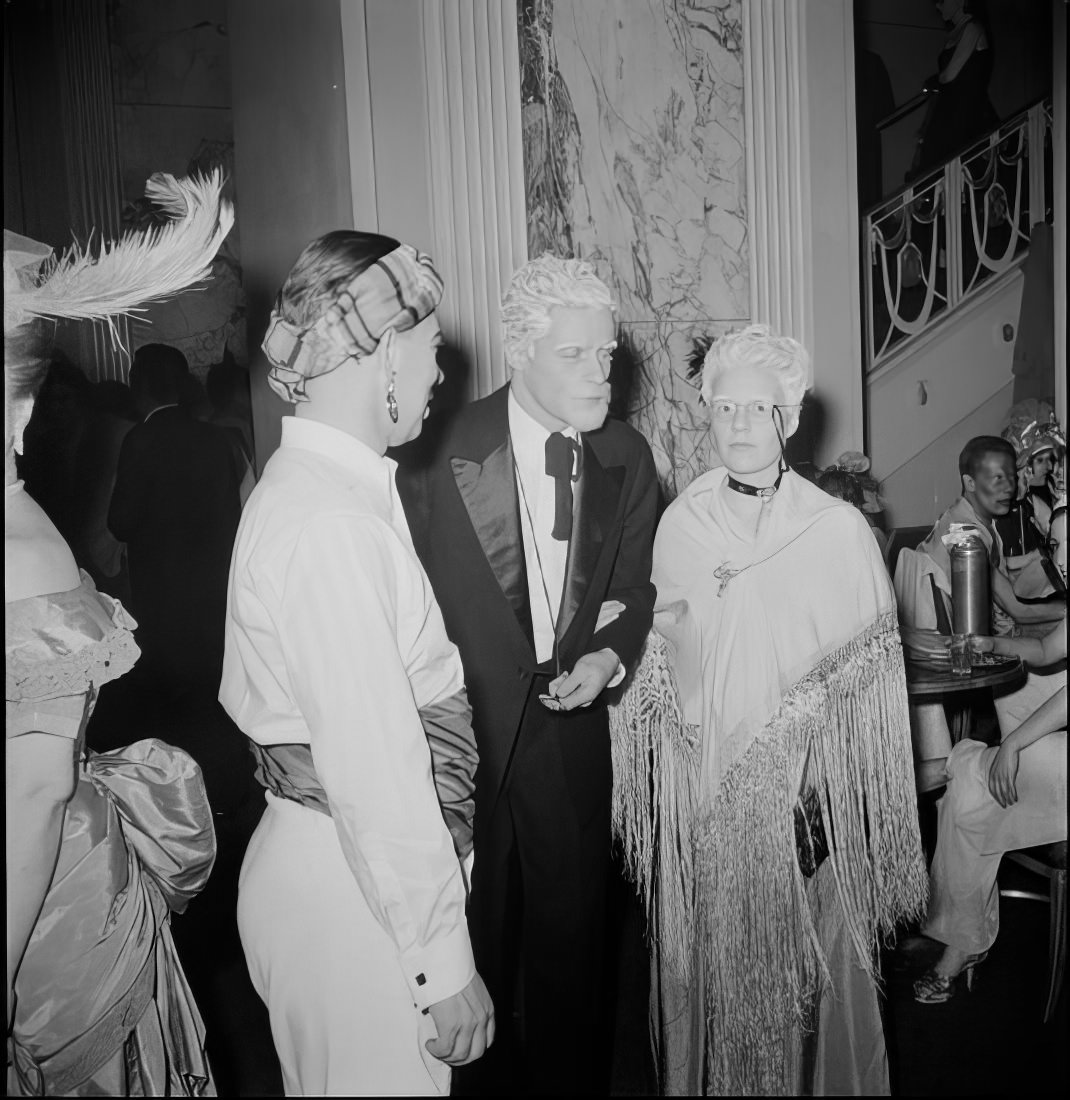 Costumed ball guests, 1951.