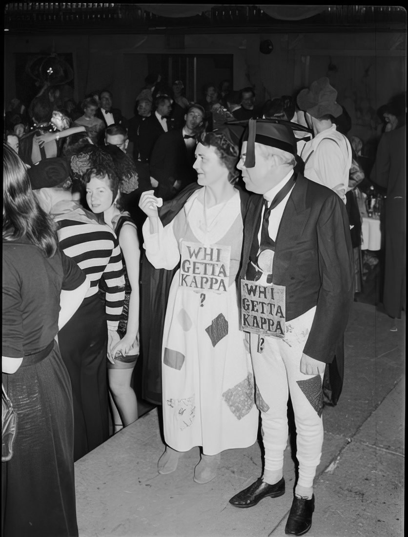 Costumed ball guests, 1951.