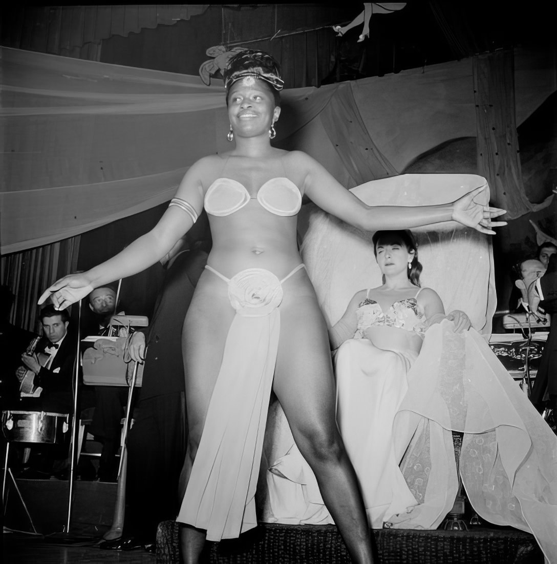 A costumed woman on stage, 1951.