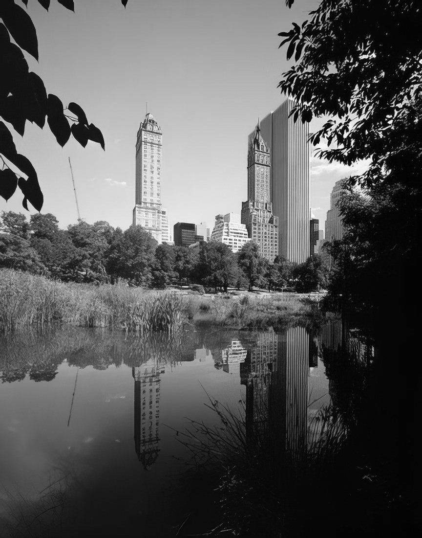 The Pierre and The Sherry-Netherland seen from Central Park, 1971.