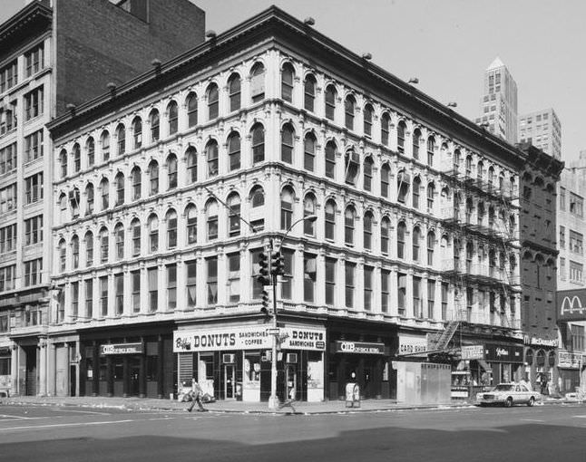 The 254-260 Canal Street building at the southwest corner of Lafayette Street, 1974.