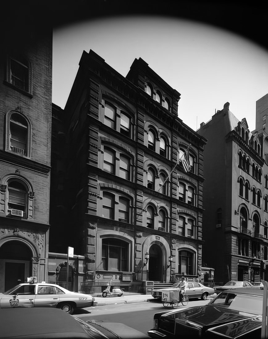 The 19th Precinct station house (originally 25th Precinct), NYPD, at 153 East 67th Street, 1977.