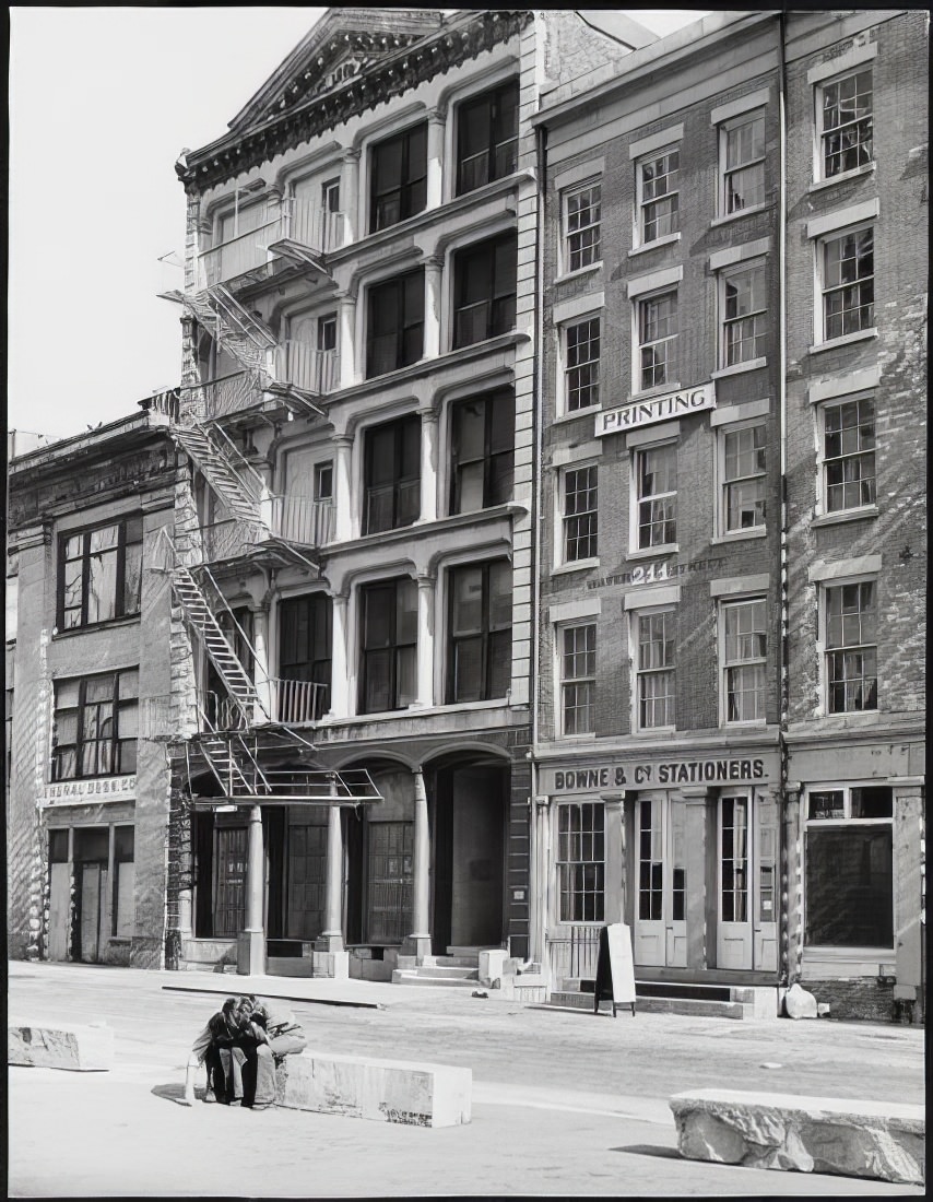 213-215 Water Street and Bowne & Co. Stationers at 211 Water Street, 1973.