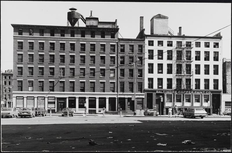 W.E. Savage & Co. at 165 John Street, and Baltimore Copper Paint Co. at 167-171 John Street, 1975.