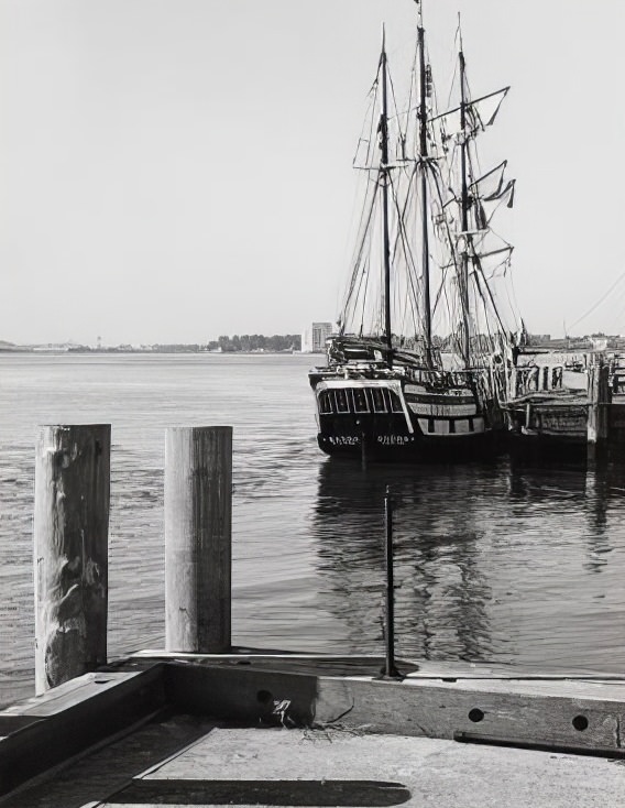 Barba Negra Vancouver docked at Pier 16, South Street Seaport, 1975.