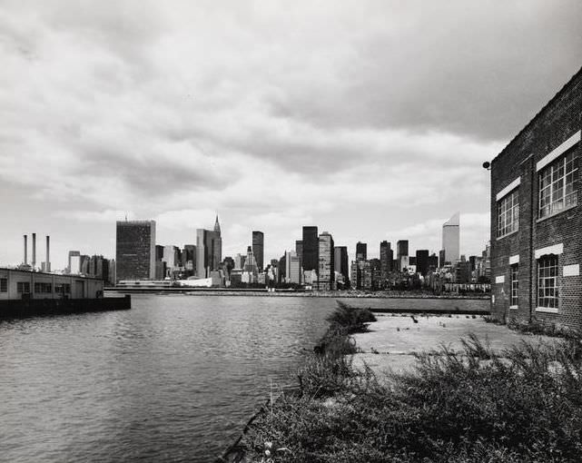 Looking west over the East River from Queens to Manhattan, 1971.