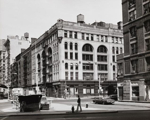 Looking northwest from West Broadway to 140 Franklin Street, 1975.