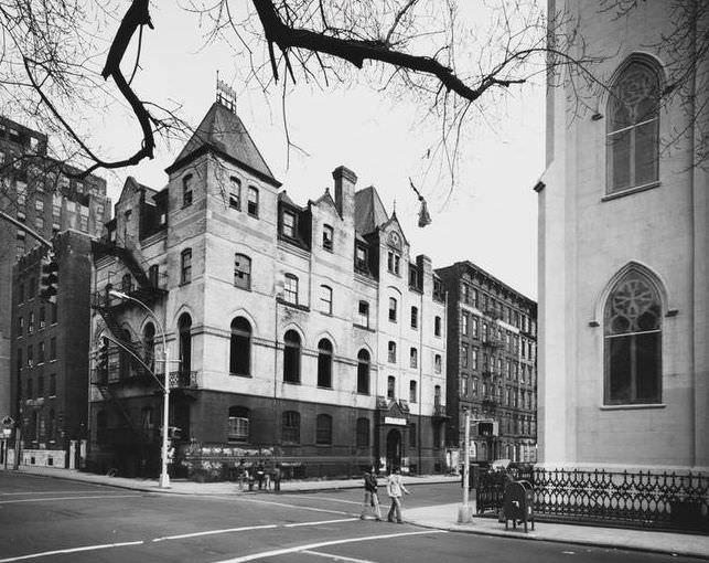 The East Side Hebrew Institute and the Church of St. Brigid, 1975.