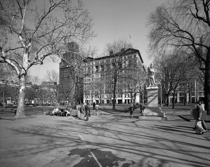 Garibaldi monument in Washington Square Park, 1975.