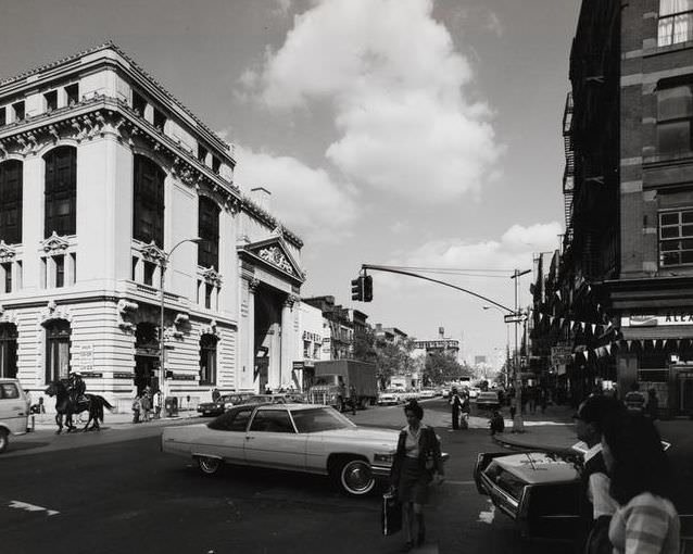 Bowery from Grand Street, looking north, 1975