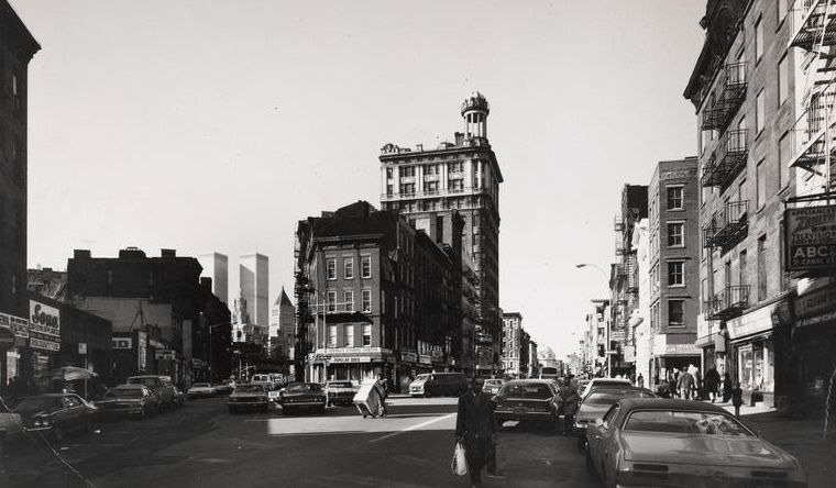 Division and Canal Streets at Ludlow Street, looking west, 1977