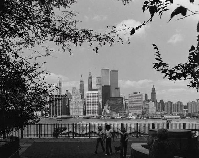 Lower Manhattan from Brooklyn Heights Promenade, 1974