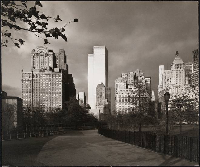 Lower Manhattan from Battery Park, looking north, 1974