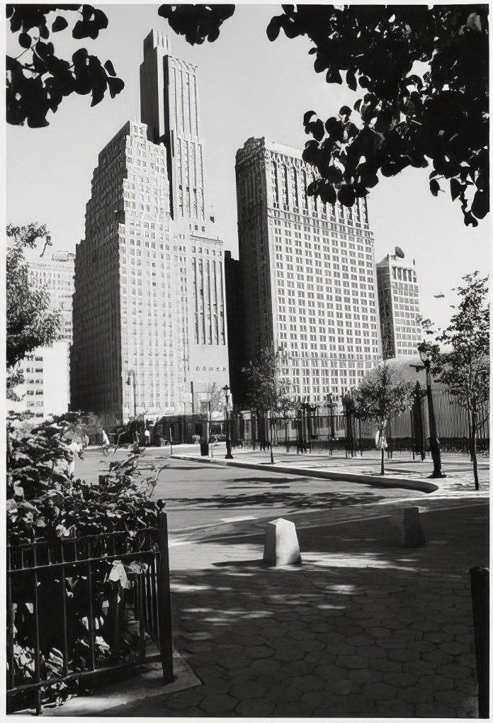 Lower Manhattan from Battery Park City, looking southeast, 1971