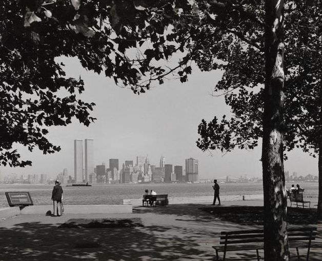 Lower Manhattan from Ellis Island, looking north, 1977