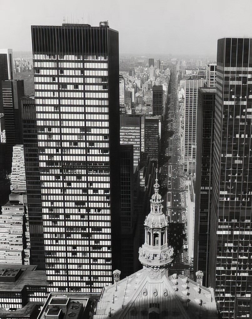 Midtown Manhattan, aerial view looking north on Park Avenue, 1971