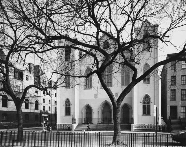 Church of St. Brigid from Tompkins Square Park, 1975