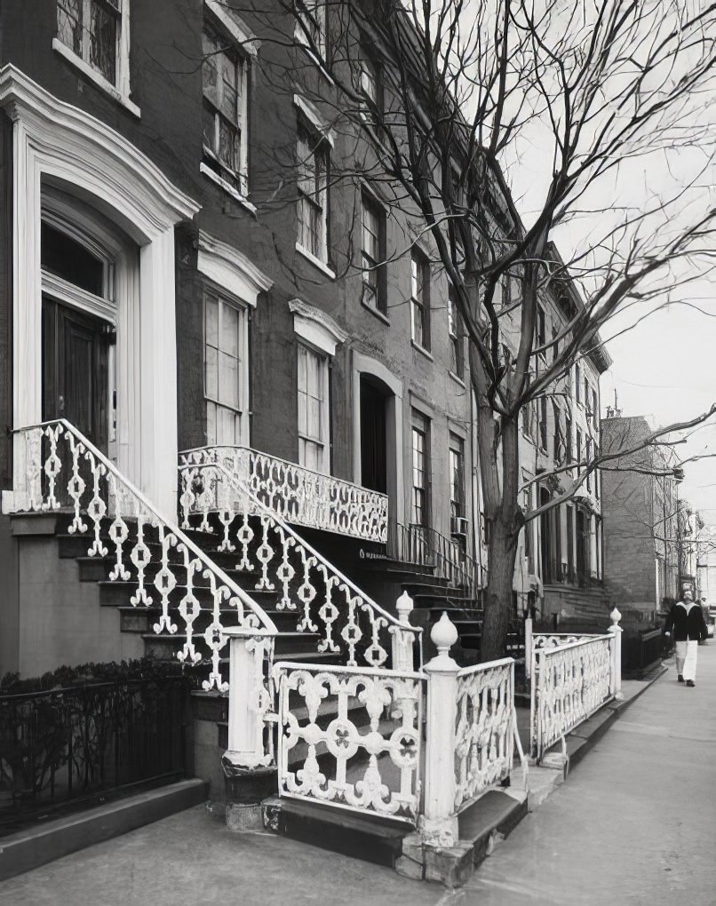 Cast iron railings of 136 West 11th Street, 1975