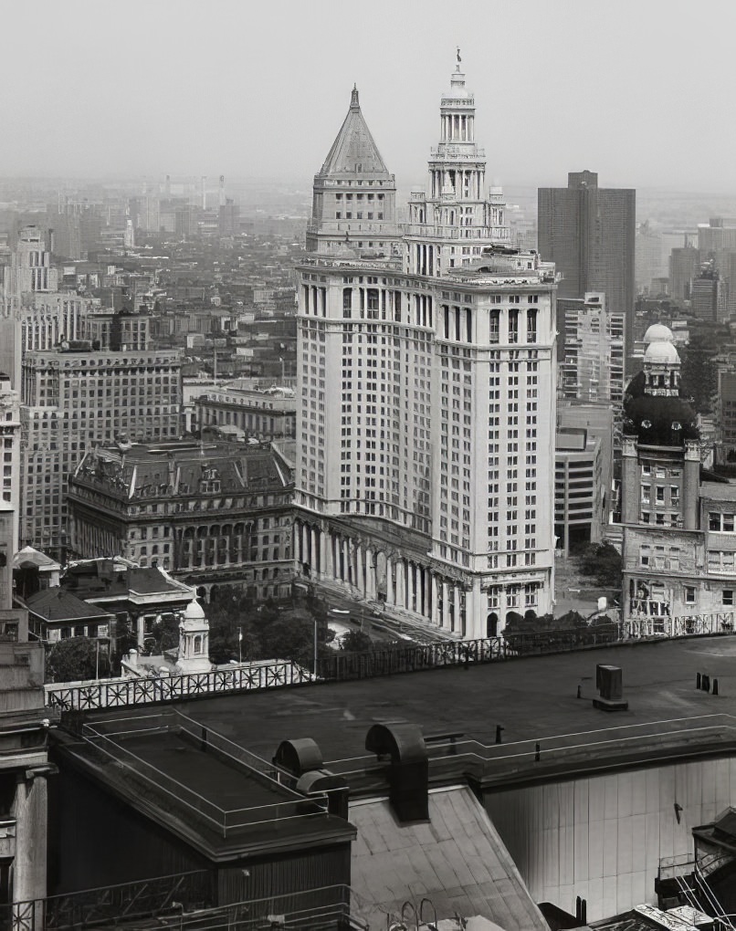 Civic Center, aerial view, 1975