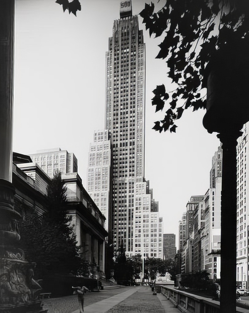 New York Public Library main branch to 500 Fifth Avenue, looking north, 1971