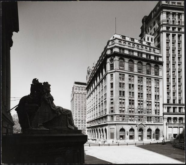 "Europe" statue and the Washington Building, 1975