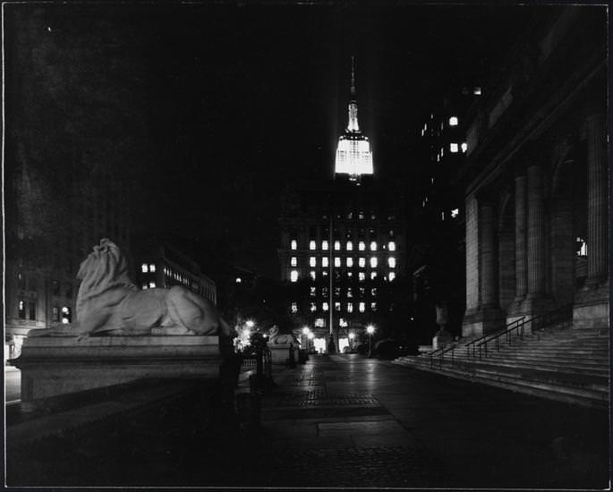 Looking south from the New York Public Library toward the Empire State Building, 1971