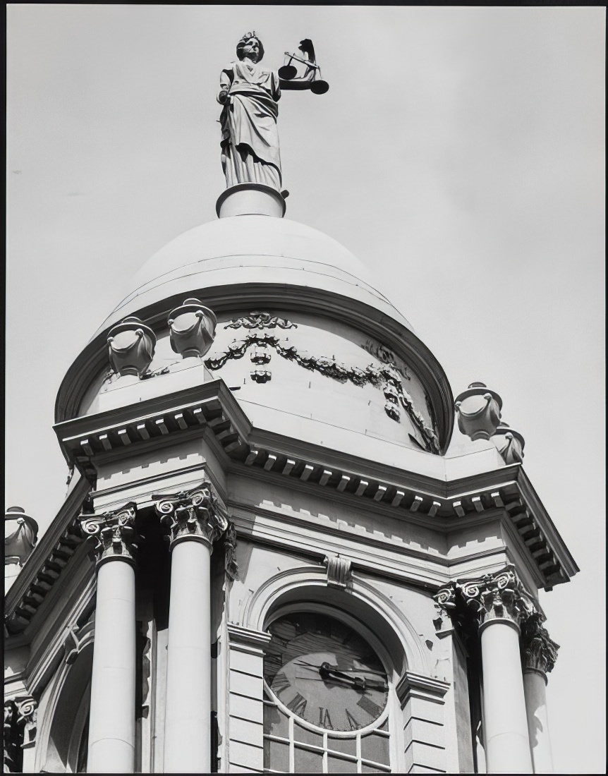 "Justice" statue on City Hall cupola, 1973