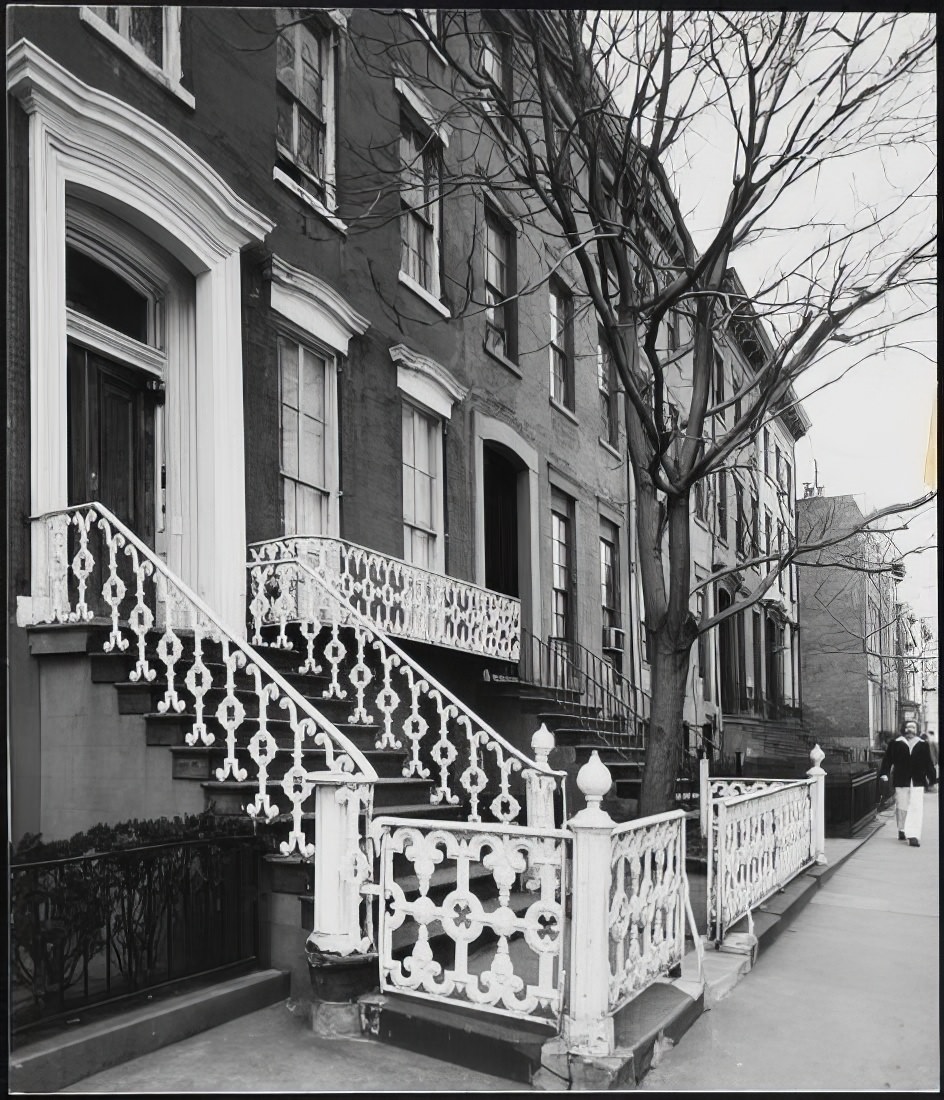 Cast iron railings of 136 West 11th Street, 1973