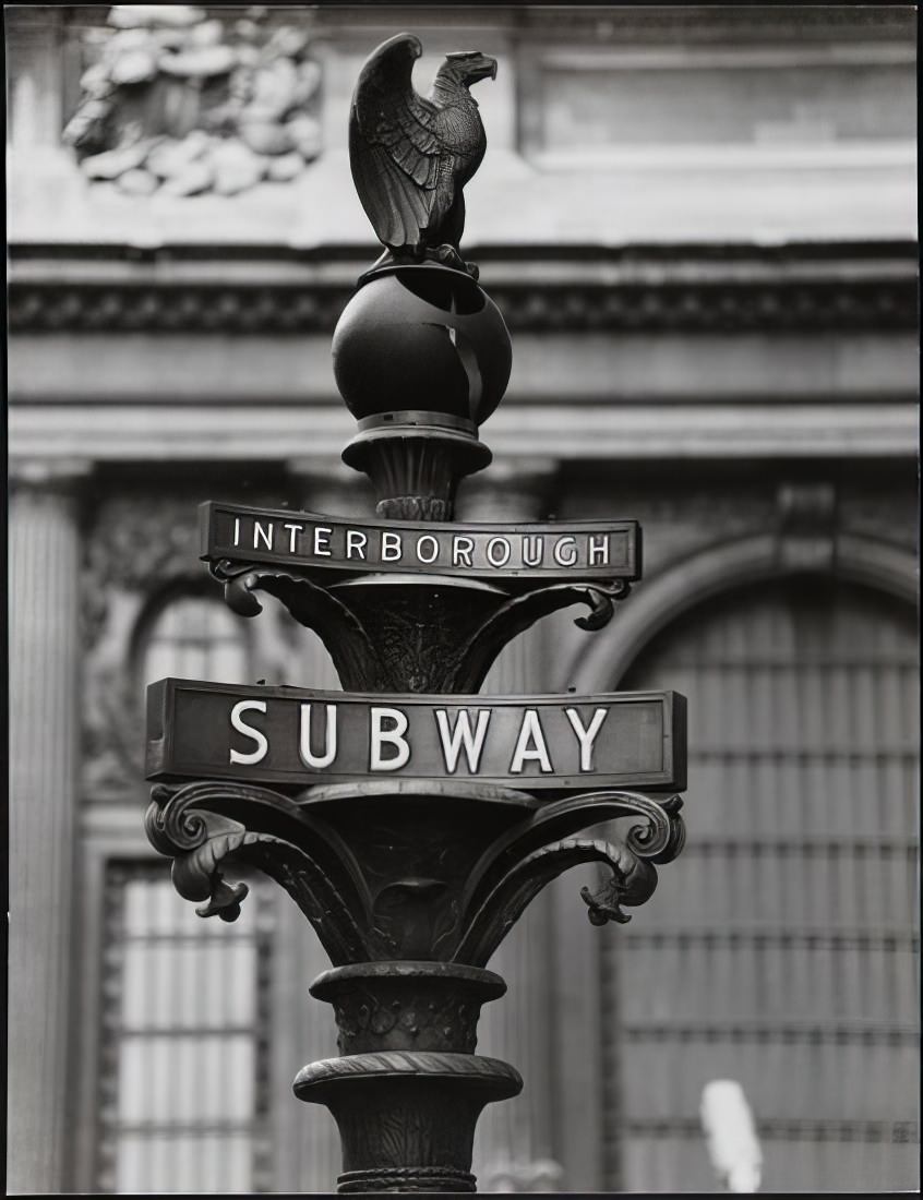 Interborough Subway sign on Park Avenue, south of 42nd Street, 1971