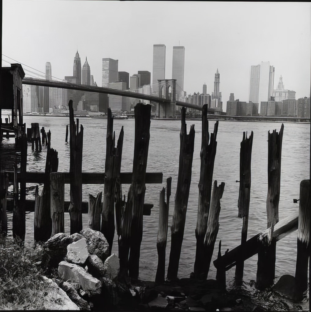 Southwest over the East River to Lower Manhattan, 1977