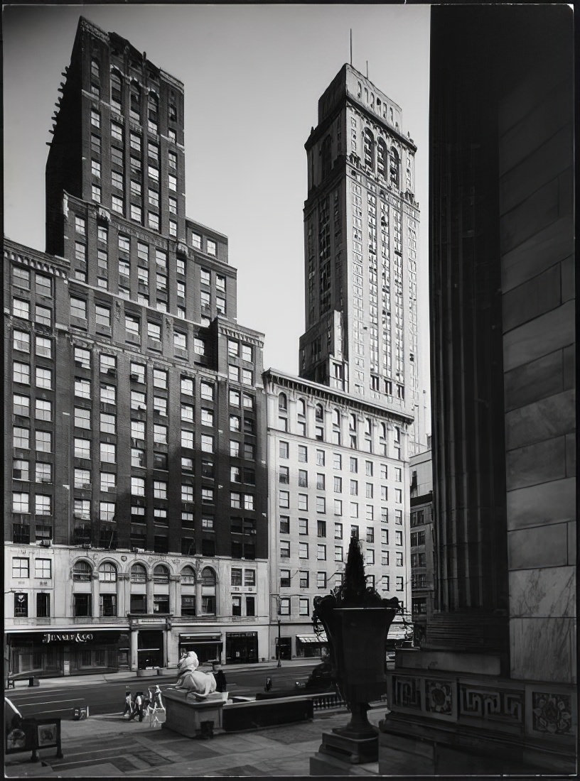 Across Fifth Avenue from the New York Public Library's main branch, 1973