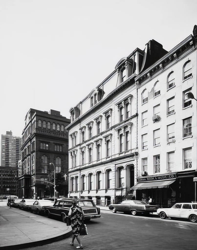 West on 7th Street toward the Cooper Union Foundation Building, 1975