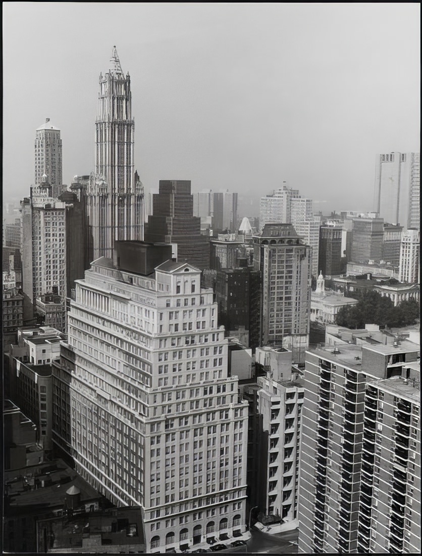 Northwest in the vicinity of Fulton and Gold Streets, with the Royal Insurance Company Building, 1975