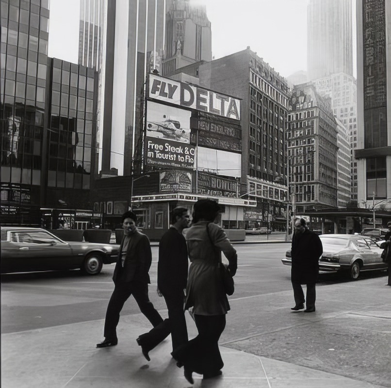 South on Broadway from Seventh Avenue and West 43rd Street, 1975